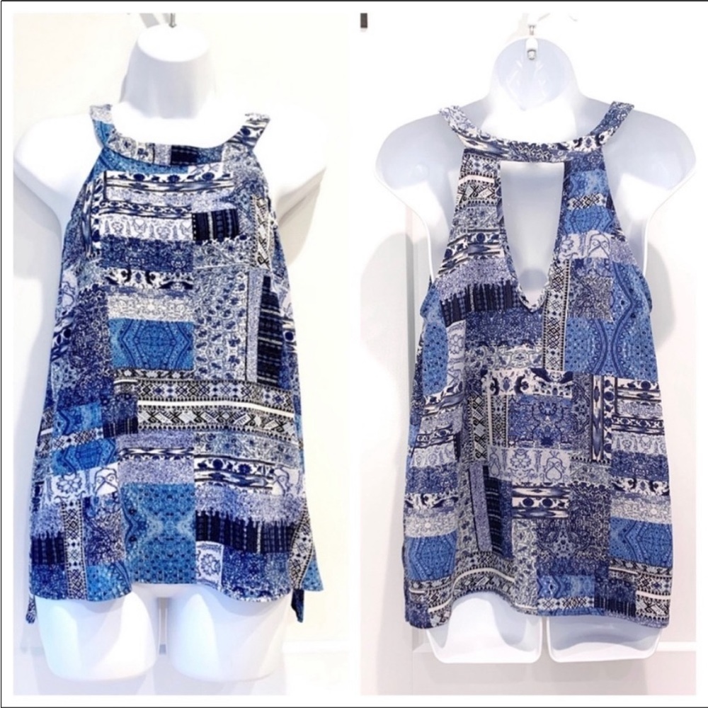 Abbeline Sleeveless Patchwork Patterned Keyhole O… - image 1